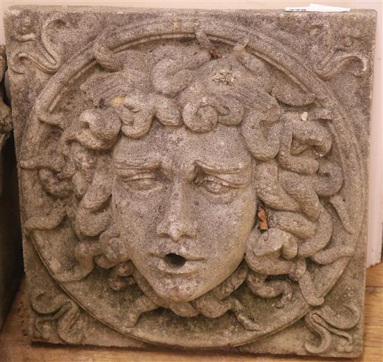 A composition stone Medusa fountain head 47 x 47cm